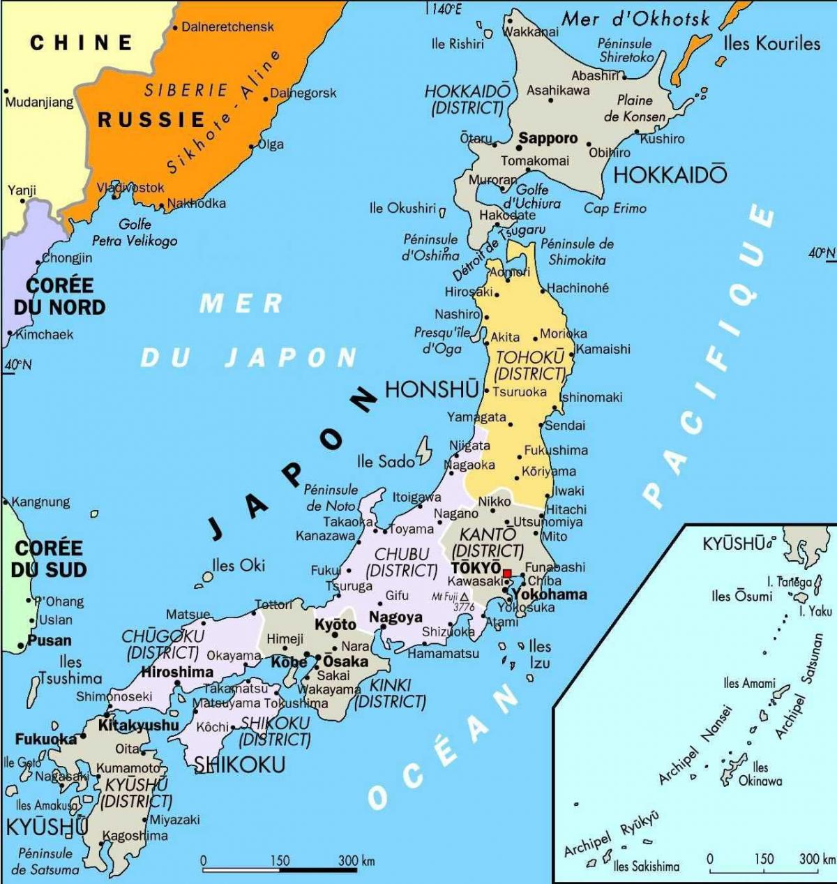 Kort over japan land - Japan land kort (Østlige Asien - Asien)